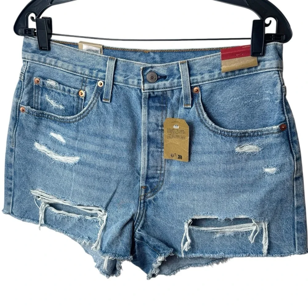 NEW Levi's 501 High Rise Distressed Cut Off Jean Shorts Capsule Summer 30‎